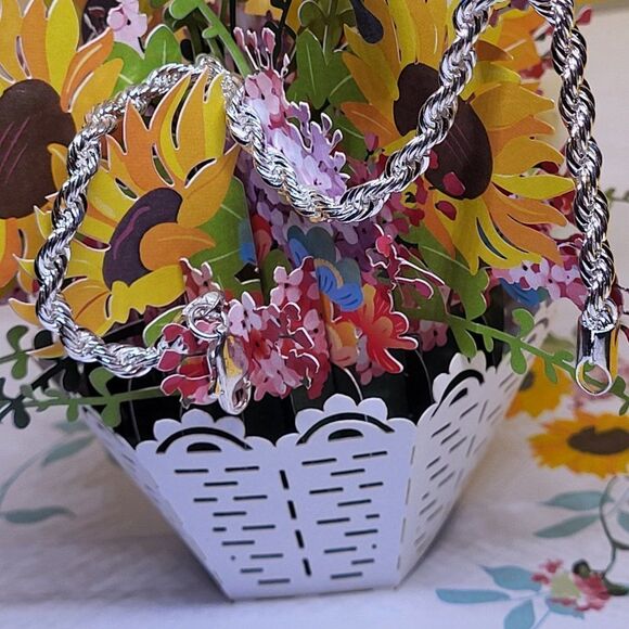 Dave, New, Not Worn, Unisex Silver Plated, Rope, 8" Bracelet - Picture 6 of 7